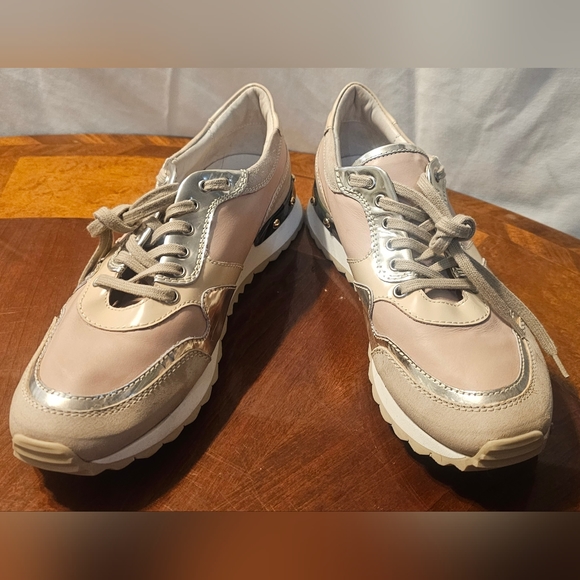 Attilio Giusti Leombruni Studded Leather Razor Sneakers Pink/Tan/Gold/Camo SZ 7 - Picture 3 of 7